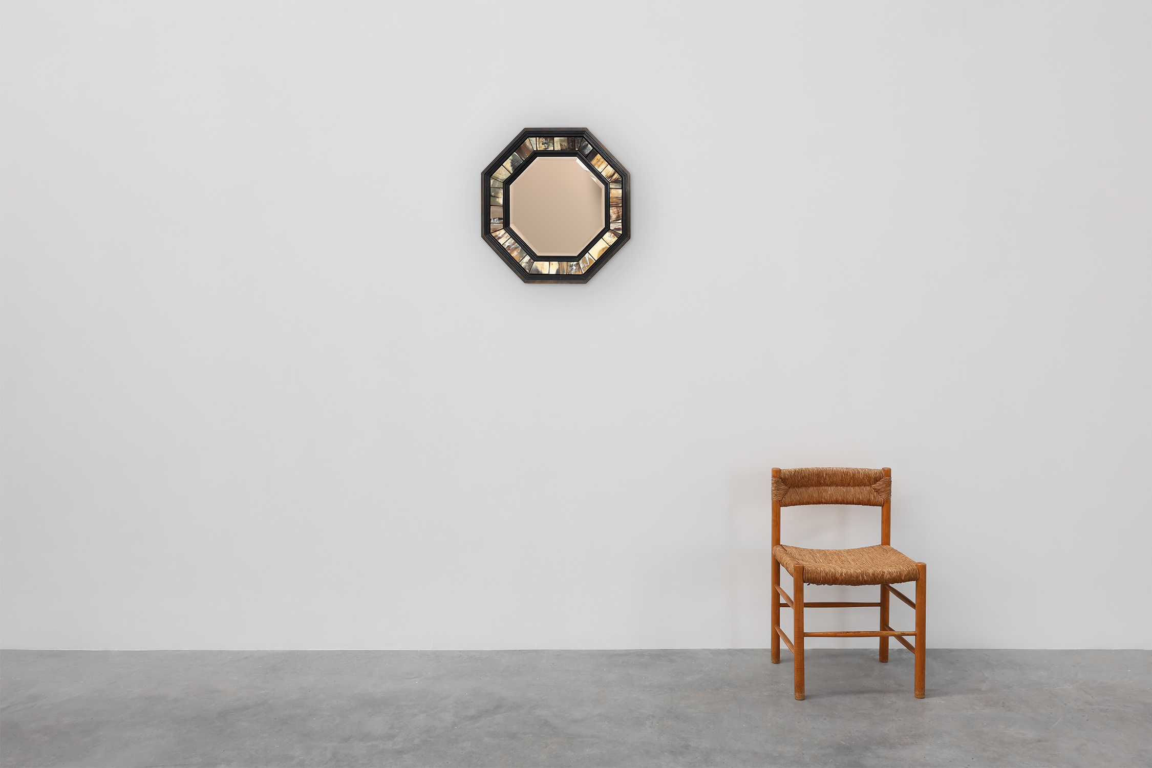 Brass and horn octagonal mirror with horn by Anthony Redmile, UK ca. 1980thumbnail